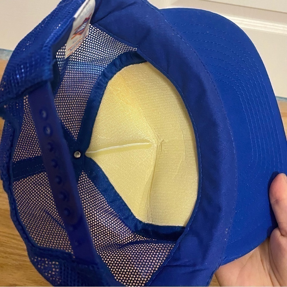 Vintage Ford New Holland Tractor Puffy Trucker Hat SnapBack Mesh Blue White - Picture 9 of 12